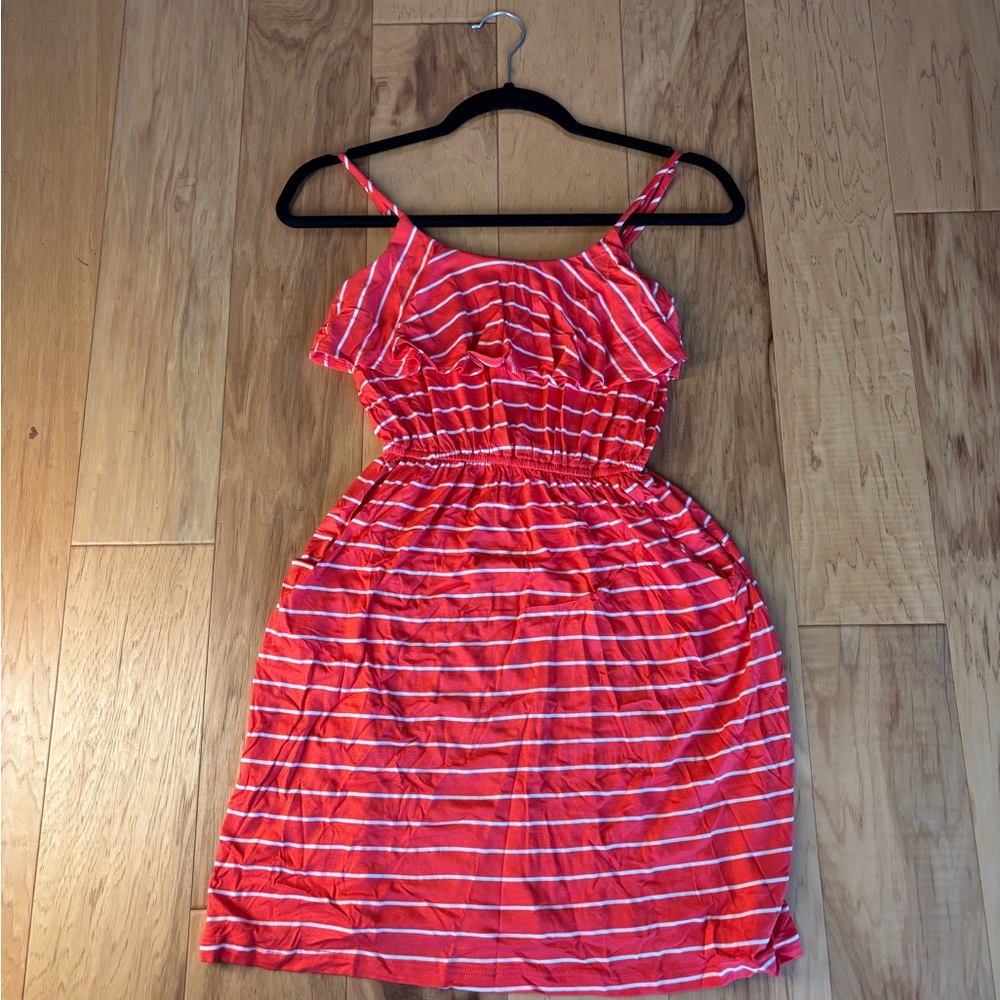Aqua Vibrant Red and White Striped Garment